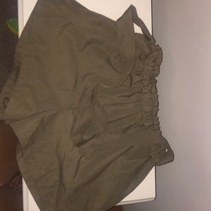 Army green paperbag shorts